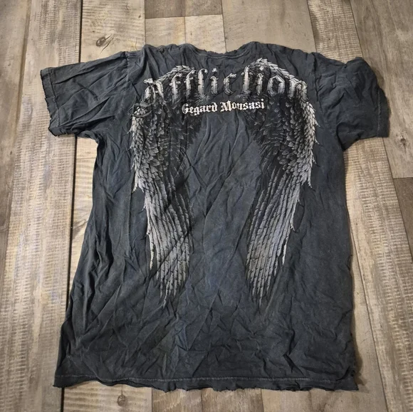 Affliction Short Sleeve Rare Tee with Angel Wing Print XXL Unisex - Picture 3 of 3